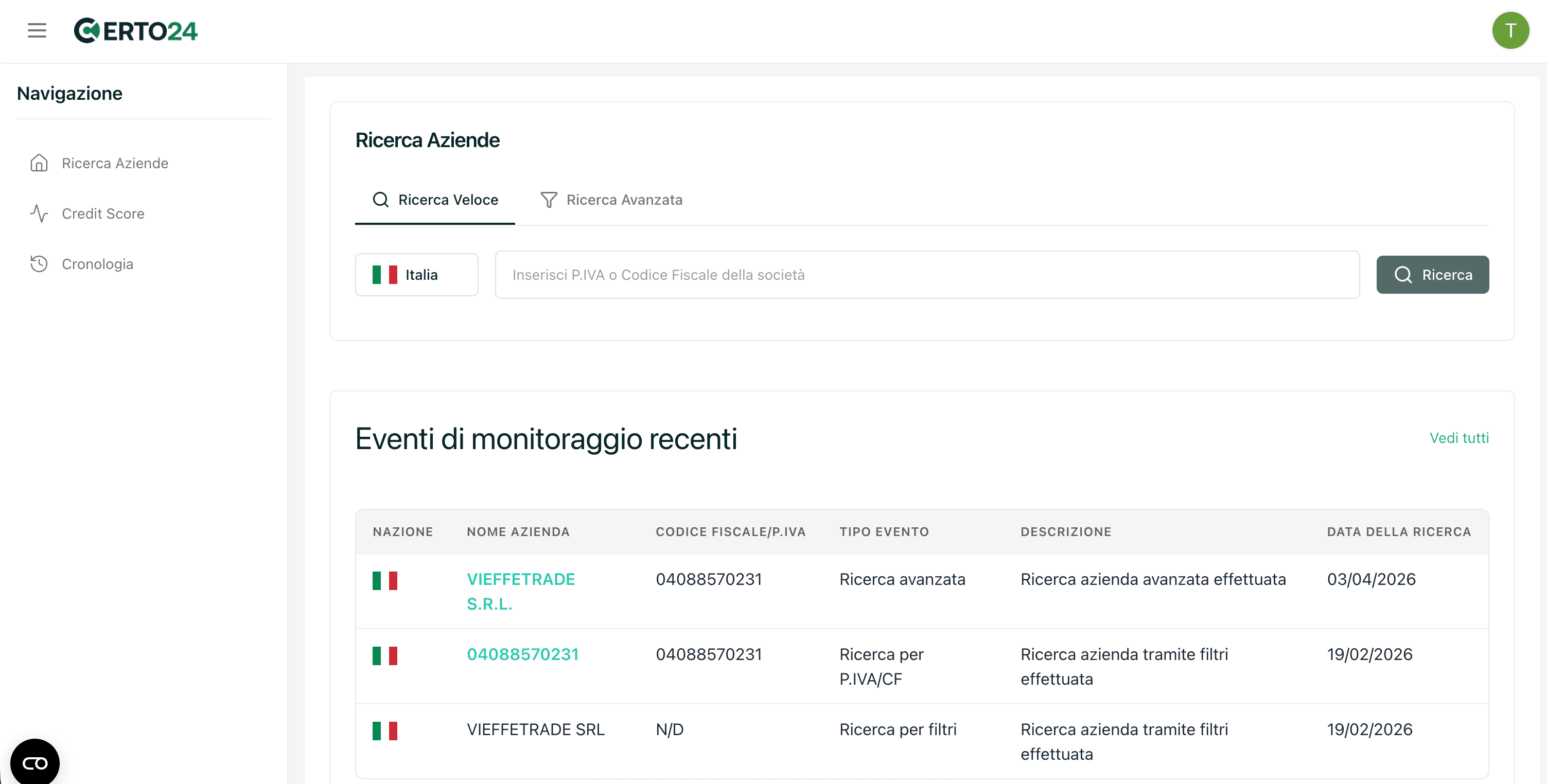 Certo24 screenshot 2